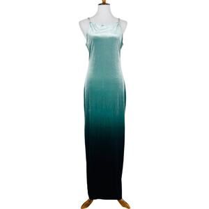 ONYX Nite Vintage Y2K 90s Mint Green Ombré Velvet Maxi Formal Dress Women’s 10